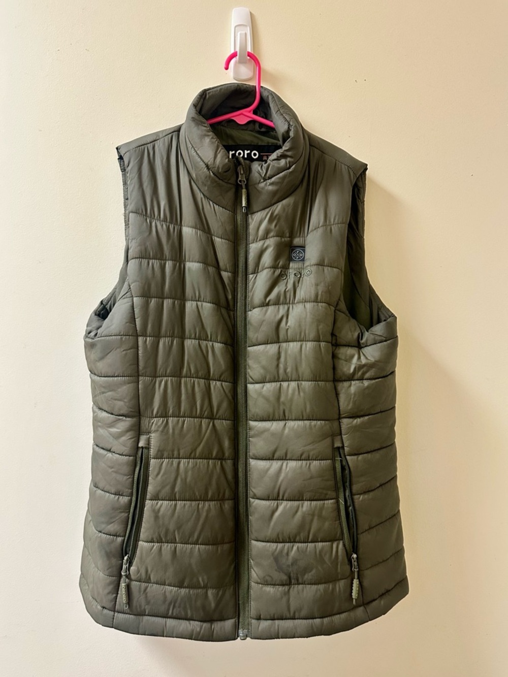 Ororo Heated Puffer Vest Womens Small Green Quilted Full Zip Outdoor